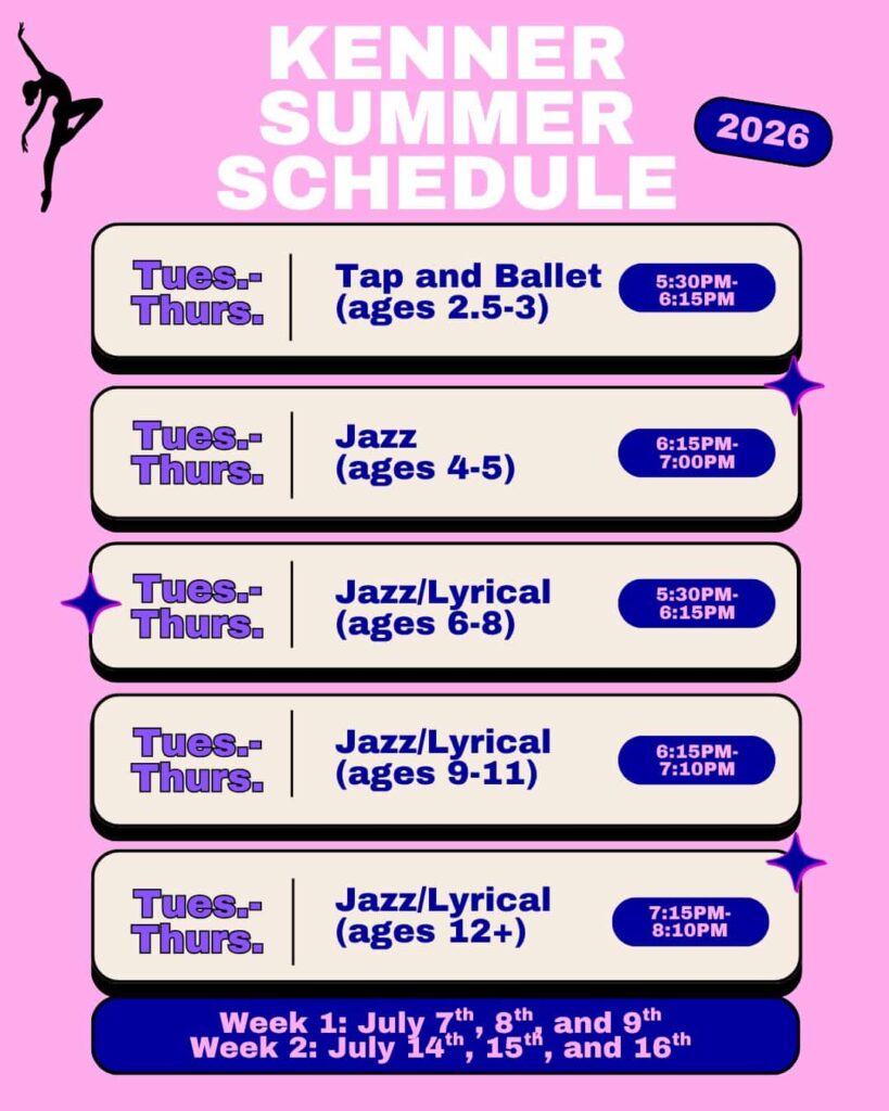 2026 Kenner Summer Dance Schedule